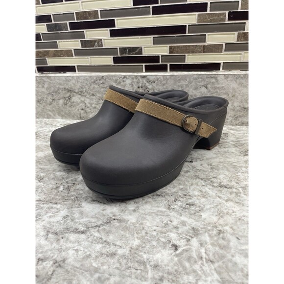 Crocs Sarah Mule Clog Shoes Women's 8 Brown Comfort Slip On Platform 2.25" Heel - Picture 1 of 8